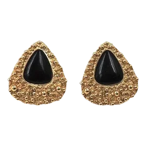 Vintage Napier Ad Piece Modernist Black Resin Clip Earrings - 2 Pieces