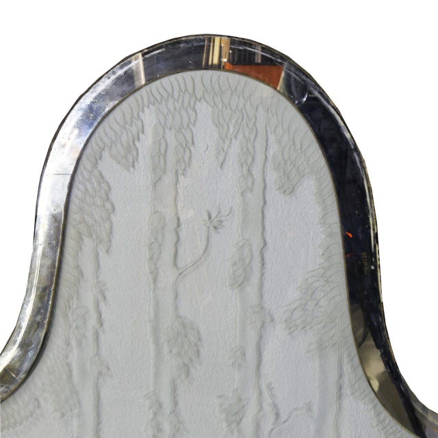 Art Deco Mirror Panel in Frosted Etched Glass with Dancing Figures and Mirrored Frame, Italy, 1930s-1940s For Sale - Image 9 of 10