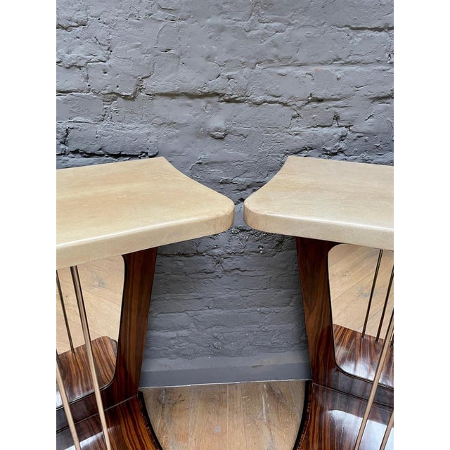 Italian Mirrored and Lacquered Goatskin Console Tables, 1950, Set of 2 For Sale - Image 6 of 17