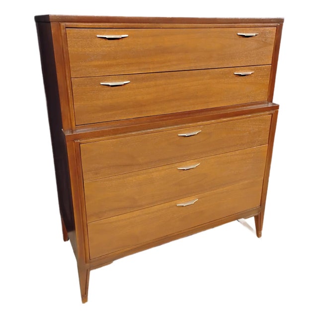 Mid 20th Century Kent Coffey Tempo Tallboy Mid Century Modern Dresser Chest of Drawers For Sale