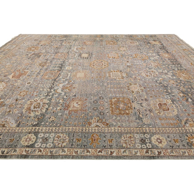 Modern Tabriz Style Wool Rug – Hand-Knotted Transition in Gray, Ochre & Taupe For Sale In New York - Image 6 of 11