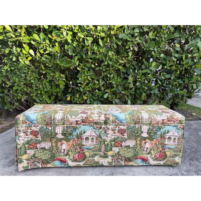 English English Garden Skirted Parsons Upholstered Bench For Sale - Image 3 of 12