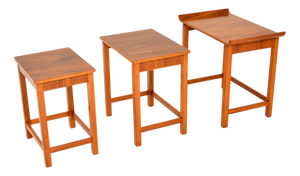 Art Deco Figured Walnut Nesting Tables, 1920s, Set of 3