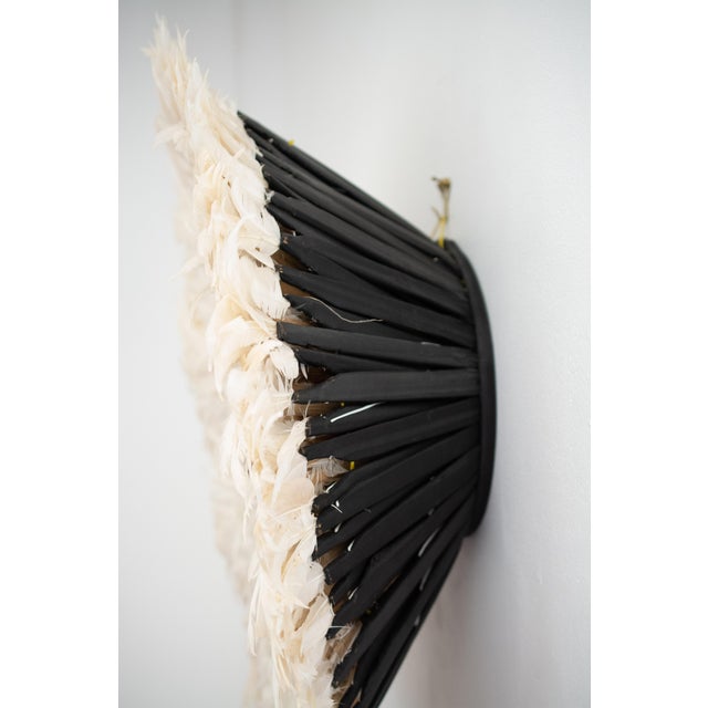 Large African Juju Hat Wall Decor in Ivory and Black Chairish