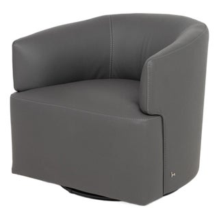 Nicoletti Corona Leather Swivel Chair For Sale