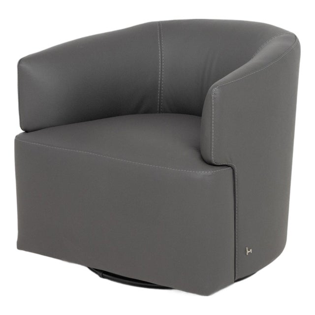 Nicoletti Corona Leather Swivel Chair For Sale