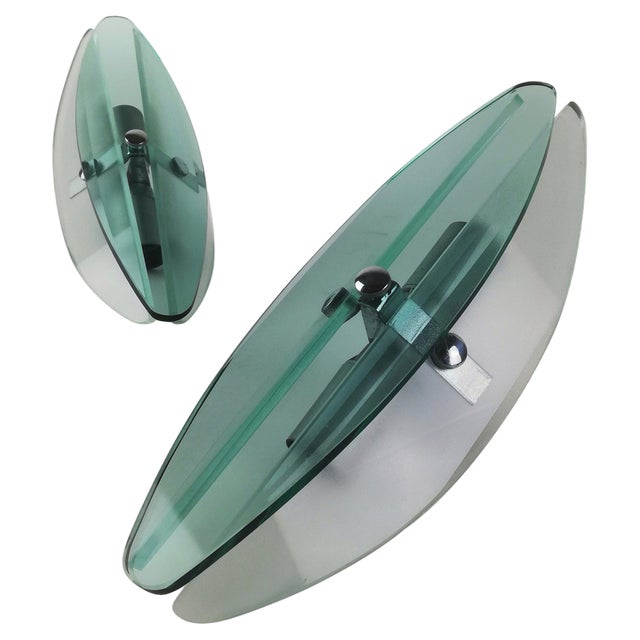 Wall Sconces in Turquoise Glass attributed to Veca, Italy, 1970s, Set of 2 For Sale