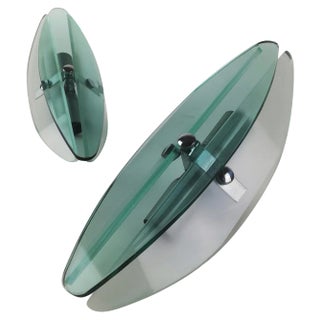 Wall Sconces in Turquoise Glass from Veca, Italy, 1970s, Set of 2 For Sale