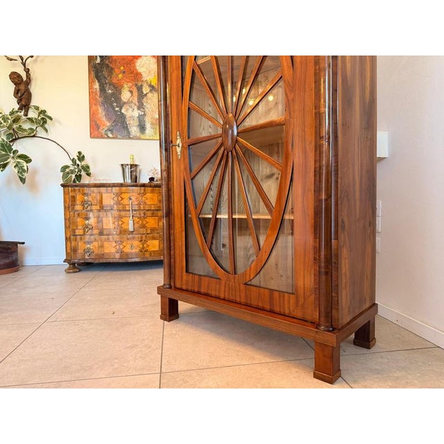 Biedermeier Sun-Shaped Display Cabinet in Walnut For Sale - Image 10 of 13