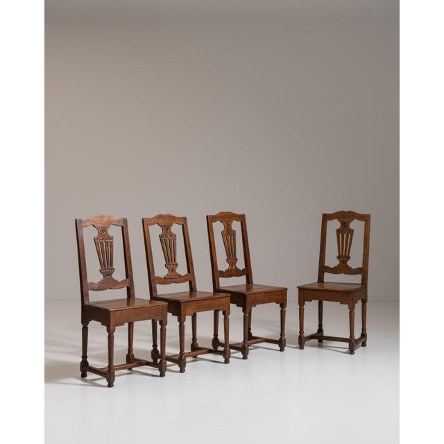 Set of Four 19th Century French Chestnut Brown Eclectic Dining Chairs For Sale - Image 13 of 15