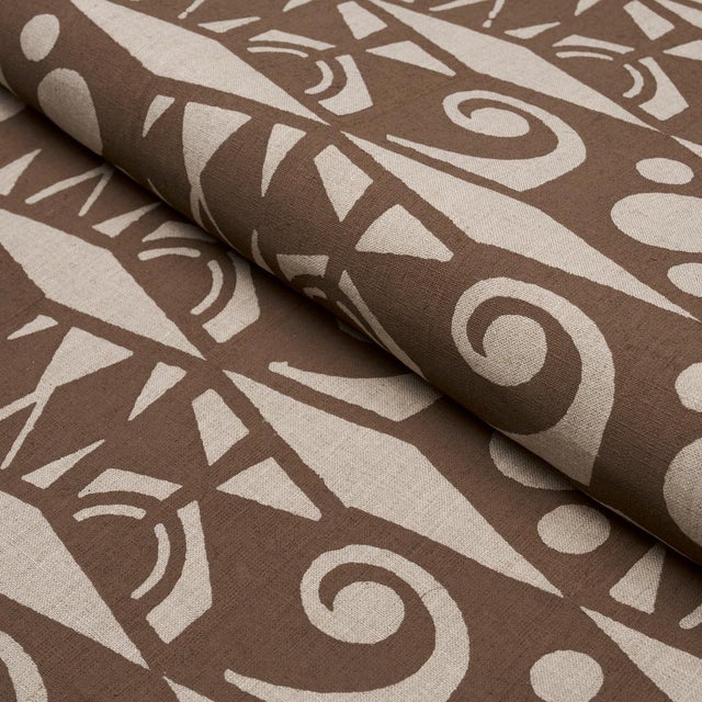 Schumacher Sample - Schumacher Tarot Hand Block Fabric In Brown For Sale - Image 4 of 5