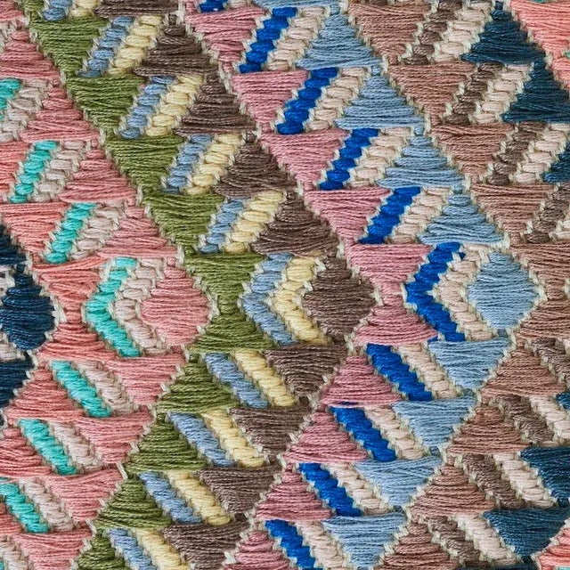 This extraordinary 39”-long brocade panel is hand-woven and embroidered on a backstrap loom by master Maya women weavers...