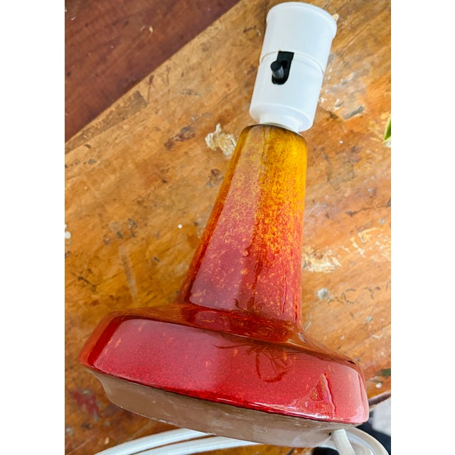 Red Volcanic Glazed Table Lamp by Michael Andersen & Son for Søholm, 1960s For Sale - Image 6 of 9