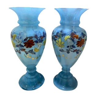 Opaline Glasses Vases from Cristal de Cartagena, Set of 2 For Sale