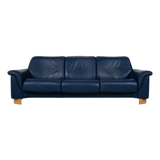 Paradise 3-Seater Sofa in Blue Leather from Stressless For Sale