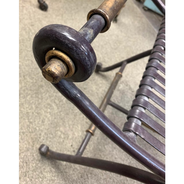 Curved Neoclassical Regency Cerule Bench Gilded Burnished Metal For Sale - Image 4 of 8