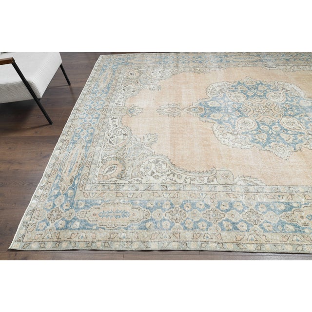 1970s Vintage Persian Handmade Wool Cotton Orange Area Rug For Sale - Image 11 of 11