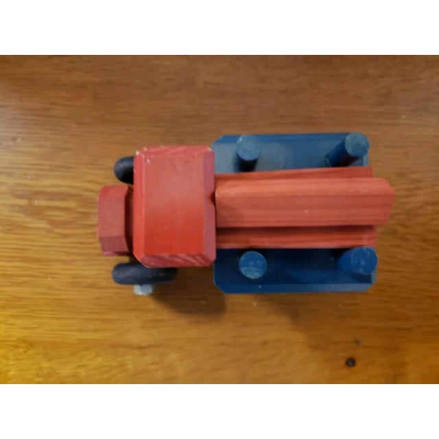 Vintage Hand Made Heavy Wooden Child's Blue and Red Log Truck Toy For Sale In New Orleans - Image 6 of 6