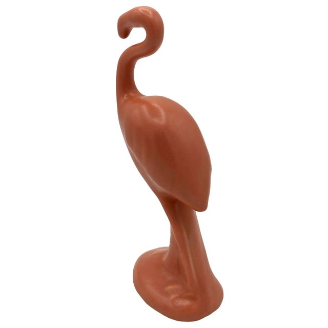 1950s Ceramic Curious Watcher Modernist Pink Flamingo Tabletop Statue by Metlox For Sale - Image 4 of 9