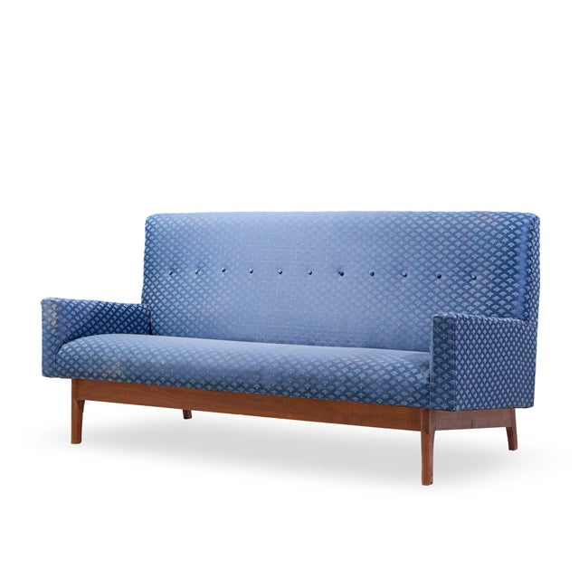 Mid-Century Modern Jens Risom Mid Century Walnut Loveseat Sofa For Sale - Image 3 of 9