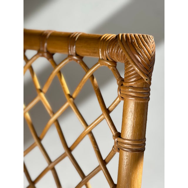 Bielecky Brothers Rattan Dining Chairs Set of 6 New York 1970s With Original Cushions For Sale - Image 14 of 17