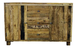 Antique 2-Door Solid Wood Cabinet | Rustic Farmhouse Small Buffet | Spanish Colonial Sideboard | Colored Patina Unusual Entryway Table