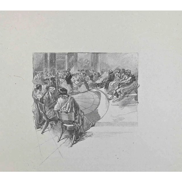 Small tales to my sister is a lithograph on paper realized by hegesippe Moreau, Dated 1838. The artwork is in good...
