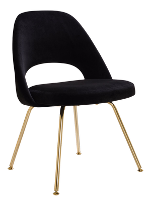 Saarinen Executive Armless Chairs in Noir Velvet, Custom Gold Edition - Set of 6