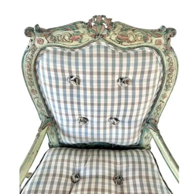 Italian Rococo Upholstered Armchairs, a Pair For Sale - Image 4 of 11