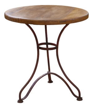 Patinated Bistro Table with Oak Top, 1950s