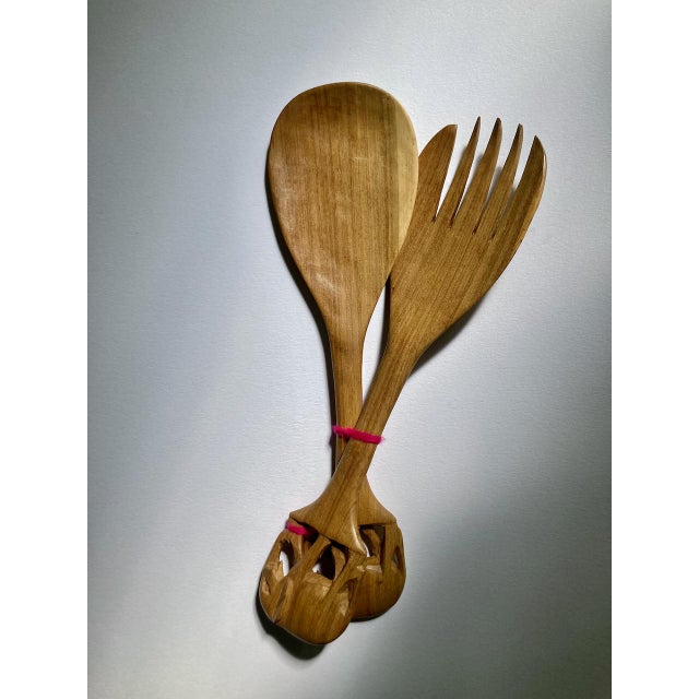 Vintage Set of 2 HandCarved Wooden Elephant Salad Servers Chairish