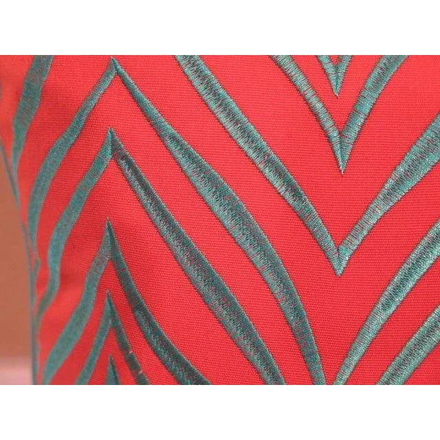 Mina Victory by Nourison Embroidered Chevron Coral Pillow For Sale - Image 4 of 6