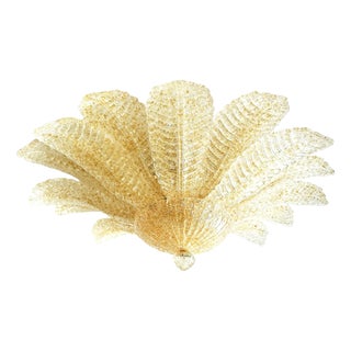 Venetian Amber Leaves Graniglia Murano Glass Flush Mount by Simoeng for Simoeng For Sale