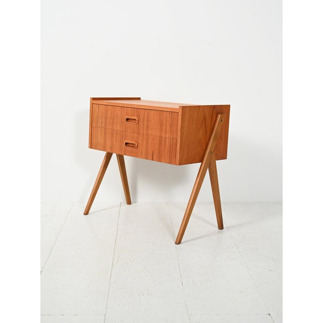 Scandinavian Teak Bedside Table with Two Drawers, 1960s For Sale - Image 4 of 11