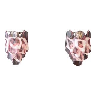 Murano 6 Pink/Rose Lattimo Glass Sconces - a Pair For Sale