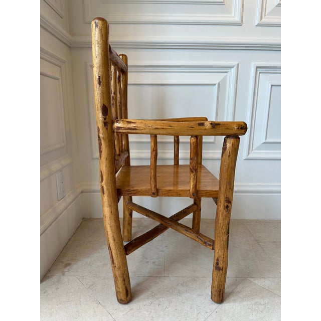 Mid 20th Century Vintage Handmade Small (Child) Size Rustic Carved Log Wood Chair For Sale - Image 5 of 18