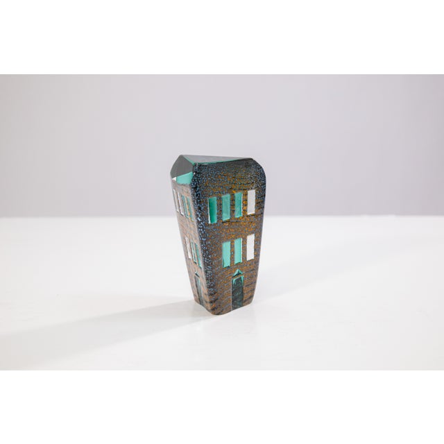 Jose Chardiet Signed 1986 Postmodern Art Glass Table Sculpture With Lighted Base For Sale - Image 4 of 7