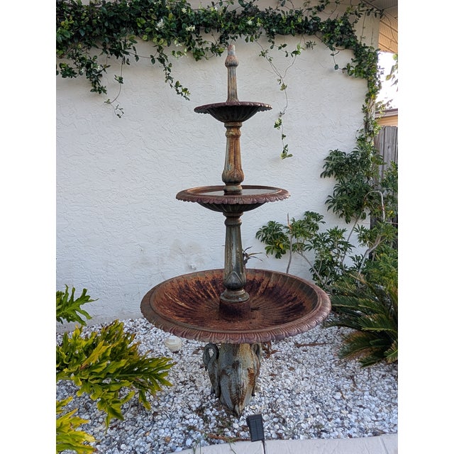 Antique American Monumental 3 tier cast iron Fountain in good condition with no breaks or repairs 3 Tier Cast Iron...