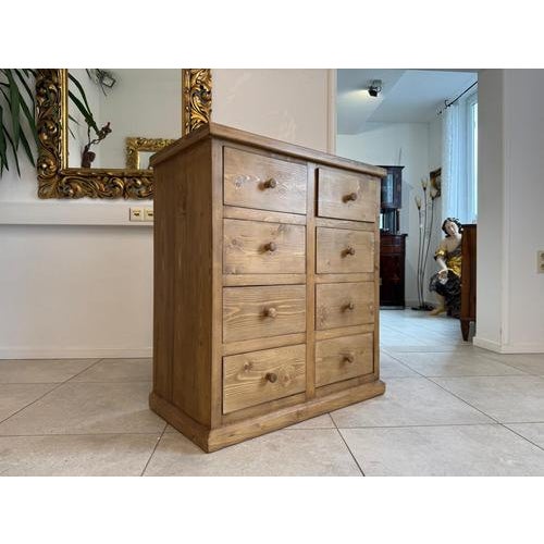 Rustic 8-Piece Shop Chest or Apothecary Cabinet in Softwood For Sale - Image 4 of 15