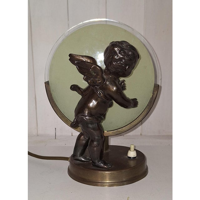 Antique Angel Slhouette Table Lamp with Brass Base, 1920 For Sale - Image 4 of 10