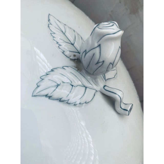 Vintage German Kaiser Rokokoform Dubarry ‘Midinette’ Porcelain Tureen in White With Blue Flowers, Embossed Scrolls &...