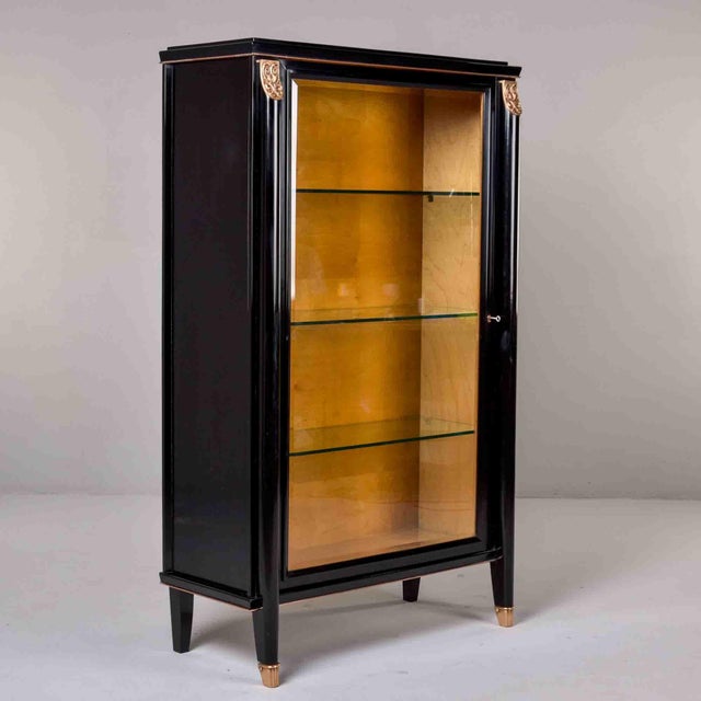 Italian Art Deco Ebonized Display Cabinet With Gilt Capitals For Sale - Image 11 of 13