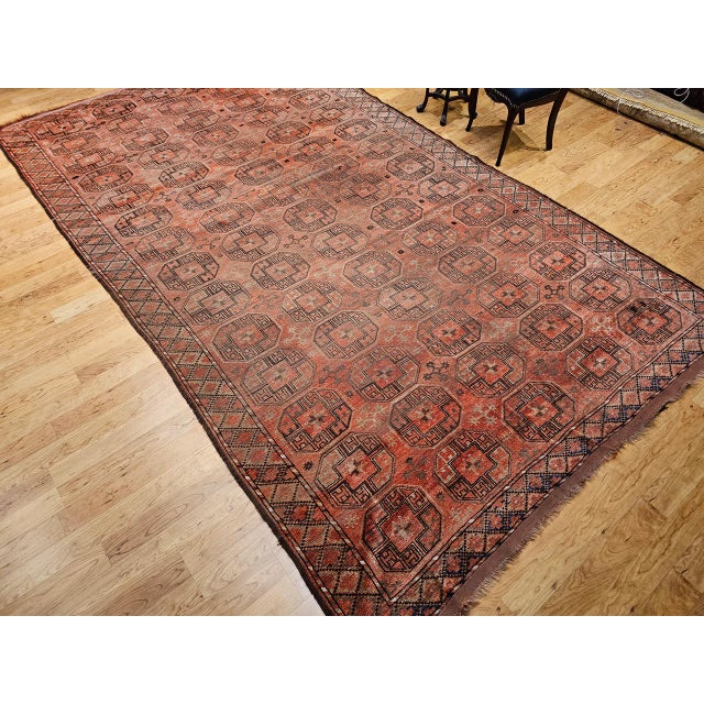 Vintage Turkmen Tekke Gallery Rug in Allover Pattern in Red, Brown, Gray, For Sale - Image 4 of 18