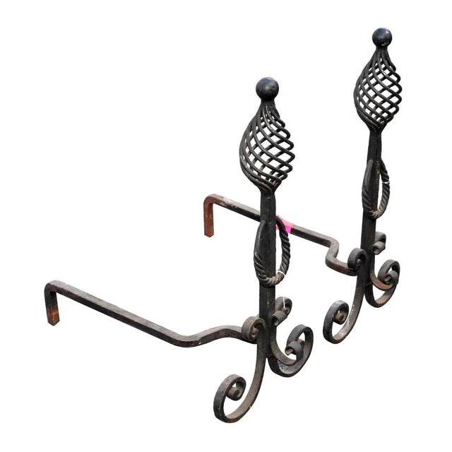 Wrought Iron Arts & Crafts Andirons A Pair Chairish