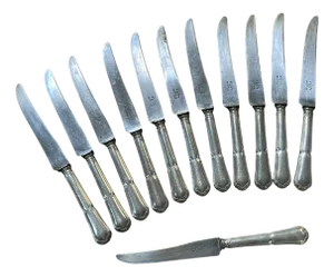 Silver-Plated Metal Knives with Steel Blades, Early 20th Century, Set of 12