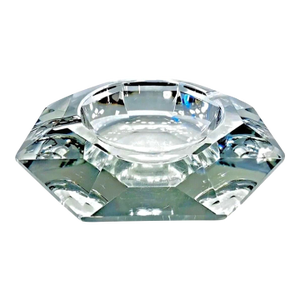 Vintage Val Saint-Lambert Heavy Lead Crystal 9" Amadis Faceted Octagon Ashtray