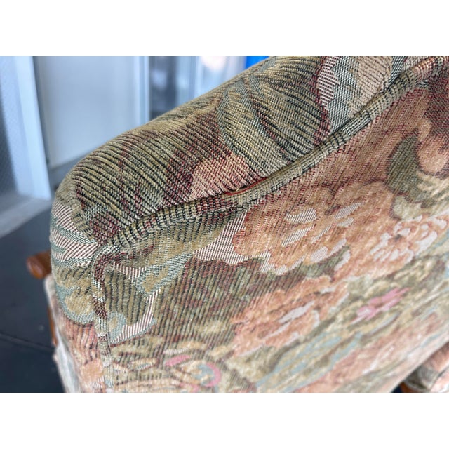 Vintage Century Furniture Bergère Armchairs in Floral Upholstery, a Pair For Sale - Image 9 of 12