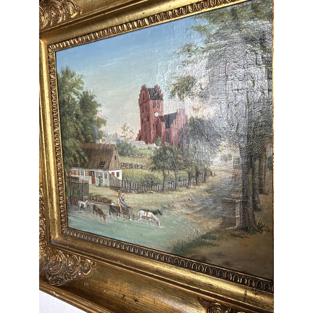 Rasmus Andersen Holm, View of Kongens Lyngby with the Church, 1832, Oil on Canvas For Sale - Image 6 of 9