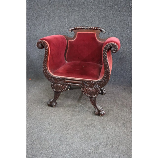 American Empire Carved Mahogany Chair For Sale - Image 4 of 9