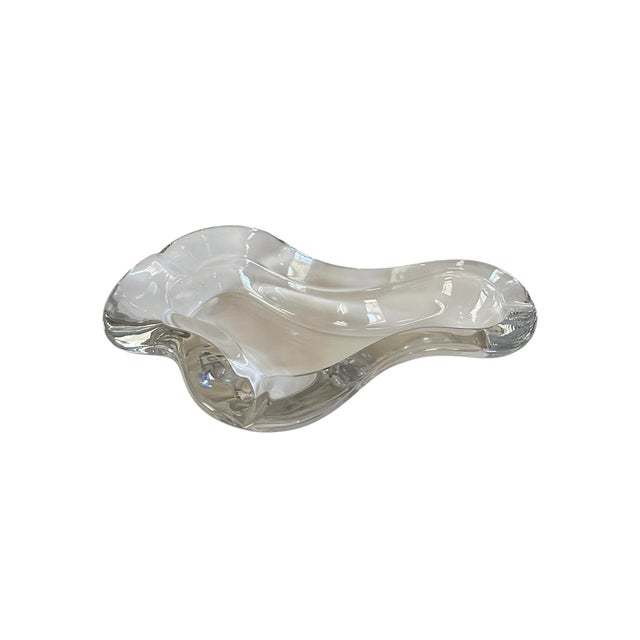 Vintage Italian Clear Glass Murano Style Wavy / Organic / Freeform Ashtray / Vide Poche / Valet / Trinket Dish, Circa 1970 For Sale - Image 4 of 8